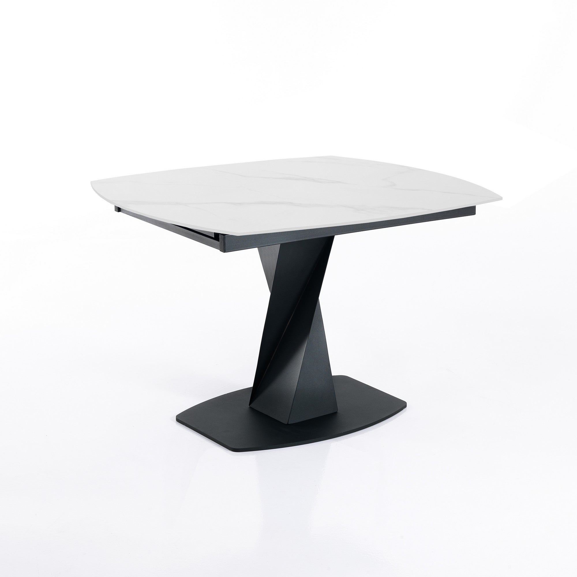 Stół rozkładany TWISTED MARBLE 77x105-135-165 cm ceramika i metal, czarno-biały, do jadalni