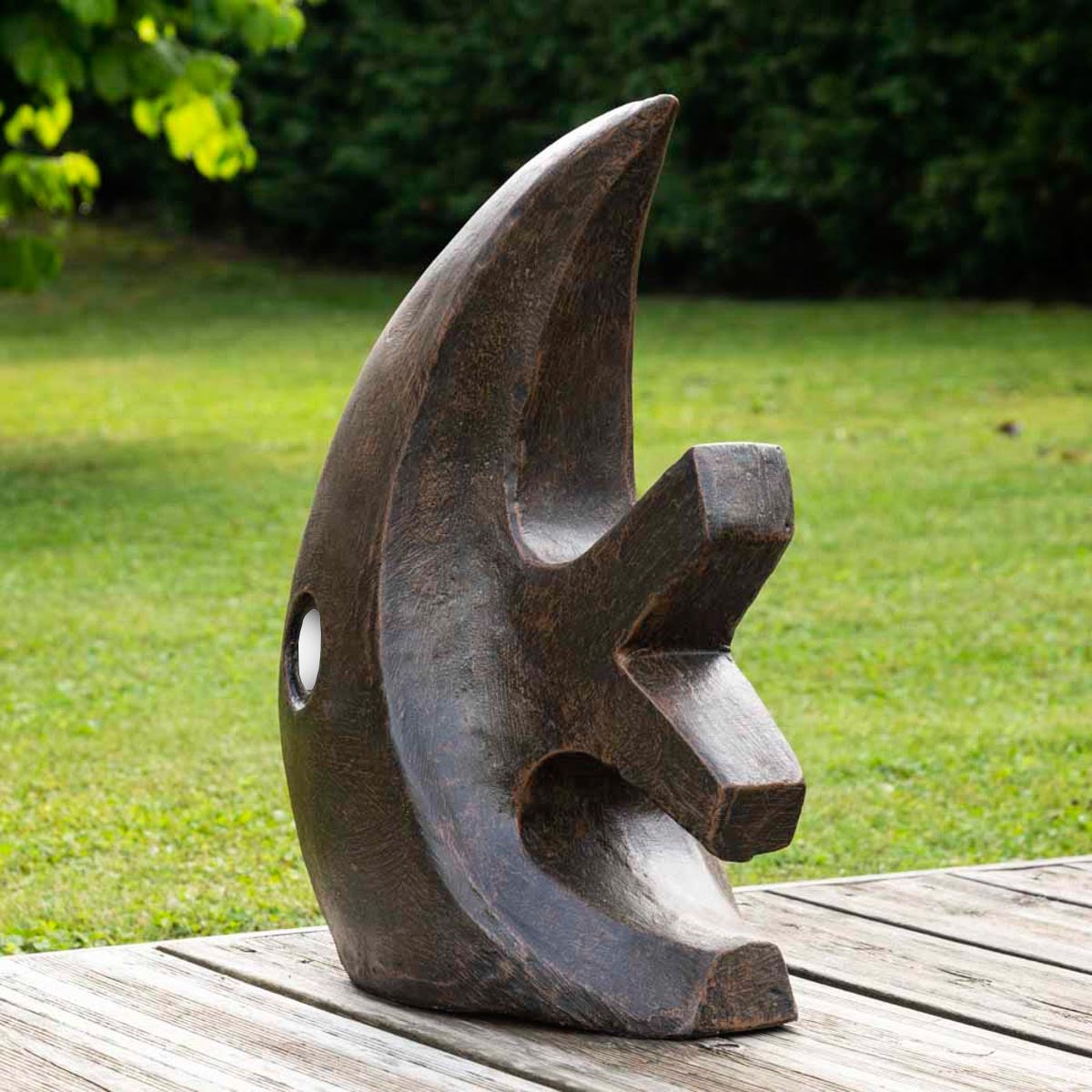 Déco moderne jardin statue poisson petit modèle brun 50cm - 8