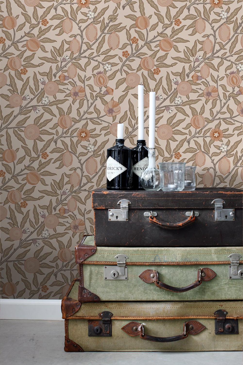 Papier peint des fruits et des feuilles exotiques terracotta claire - 50 x 900 cm - ESTAhome - 3