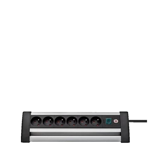 Multiprise Office-Line Alu avec interrupteur - H05VV-F 3G1,5 6 prises / 3m