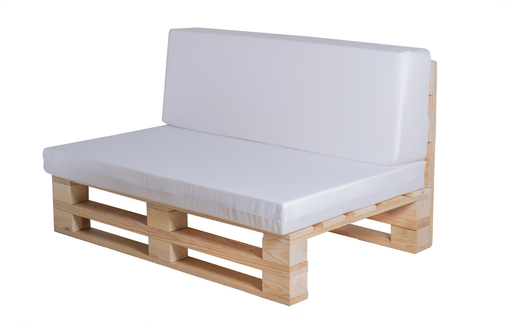 Conjunto cojines tejido impermeable para sofa de palets de 120cm x 80cm (asiento + respaldo) blanco