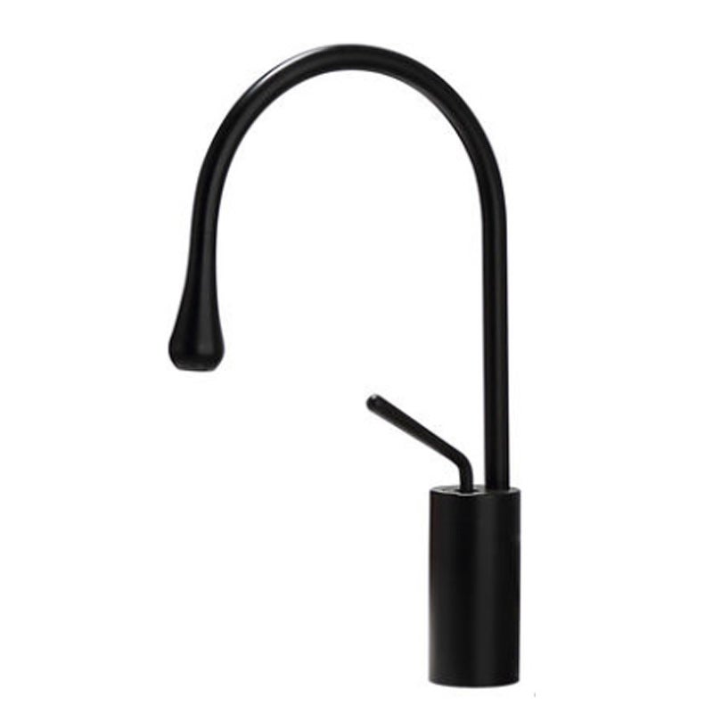 Czarny, mosiężny kran łazienkowy, wysoki kran mieszaczowy, kran umywalkowy montowany na blacie