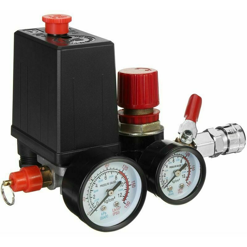 Jauges de régulateur de collecteur de soupape de commande de pressostat de compresseur d'air 90120PSI - 3