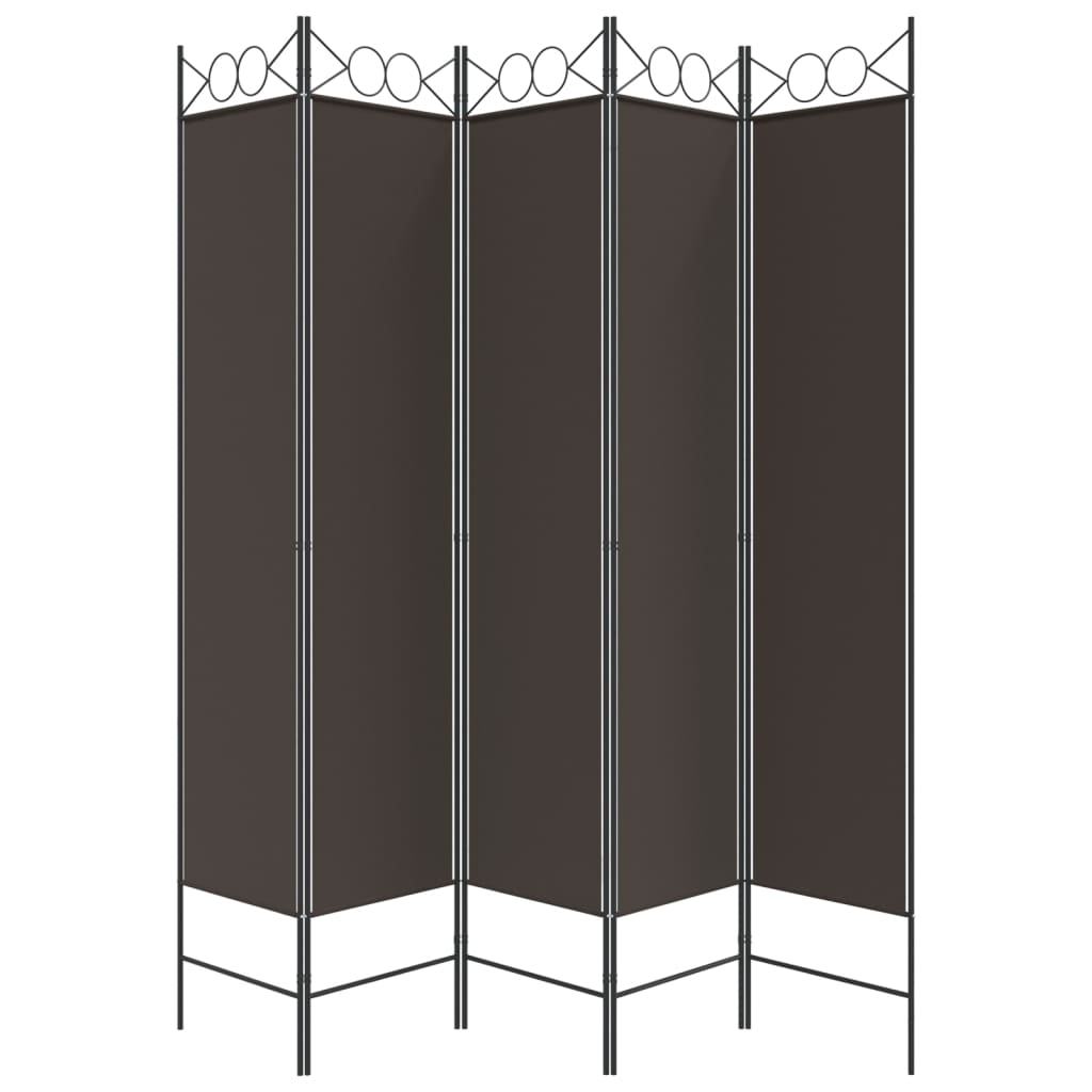 vidaXL Cloison de séparation 5 panneaux Marron 200x200 cm Tissu - 3
