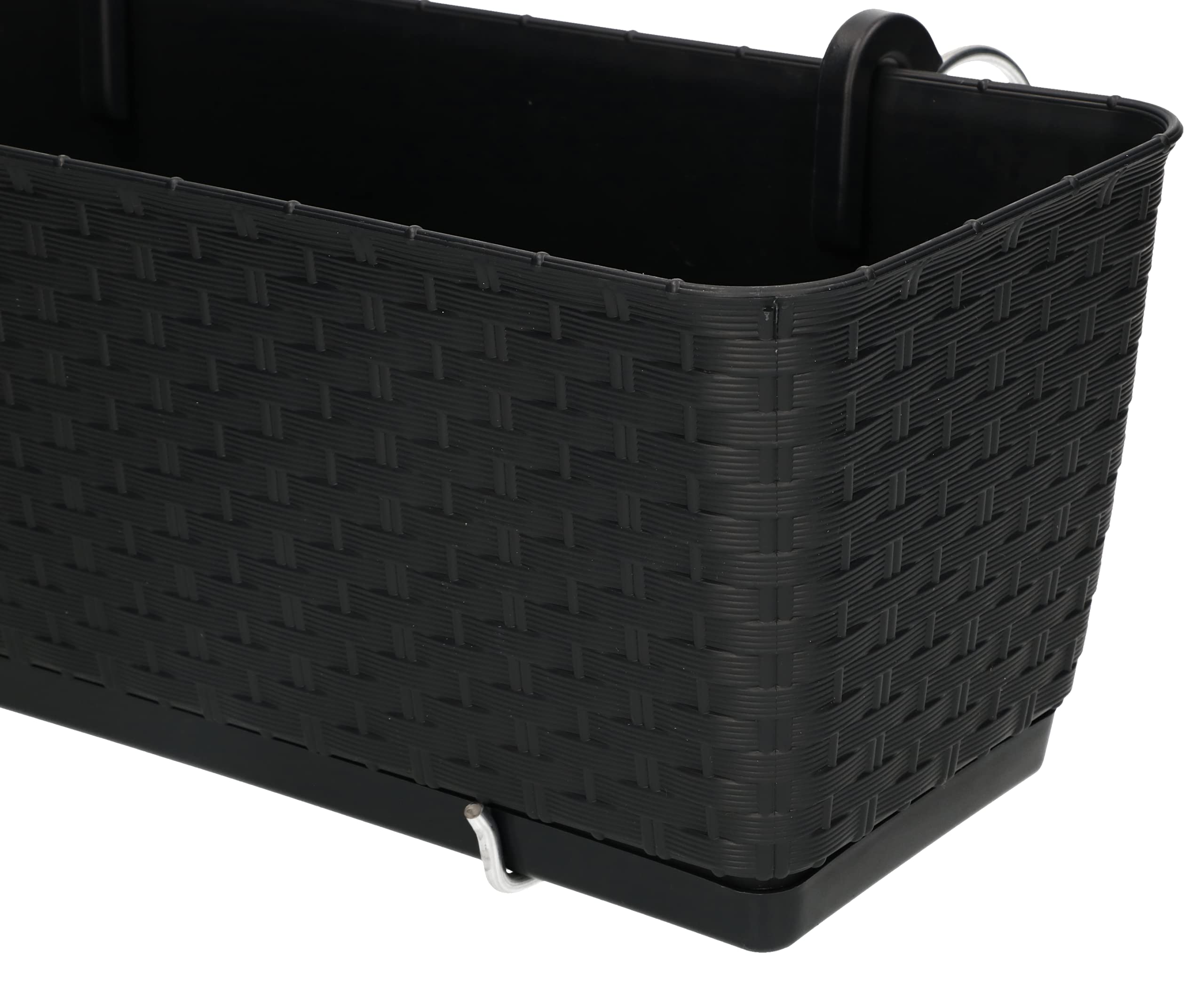 Fioriera da balcone 40 x 15 x 15 cm con inserto di irrigazione effetto rattan anthracite - KOTARBAU - 5