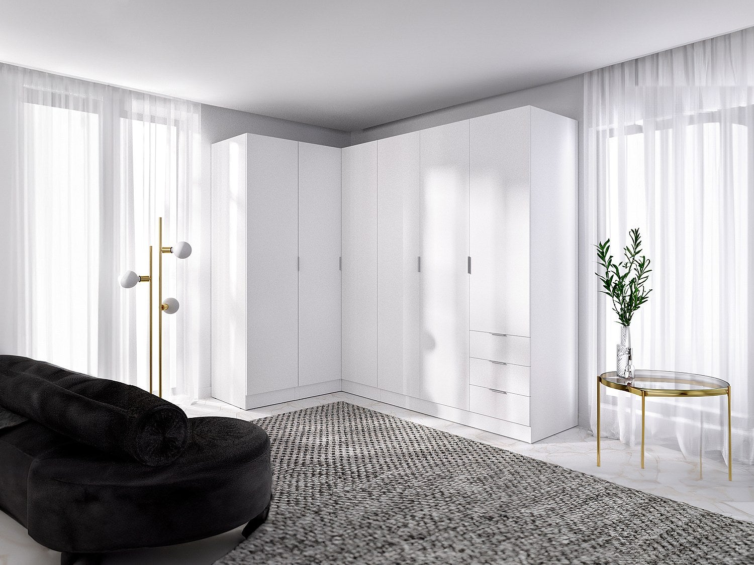Aheaplus Armadietto angolare con uscite e porte USB, libreria angolare con 6 cubi e 3 ripiani, C6, rovere nero