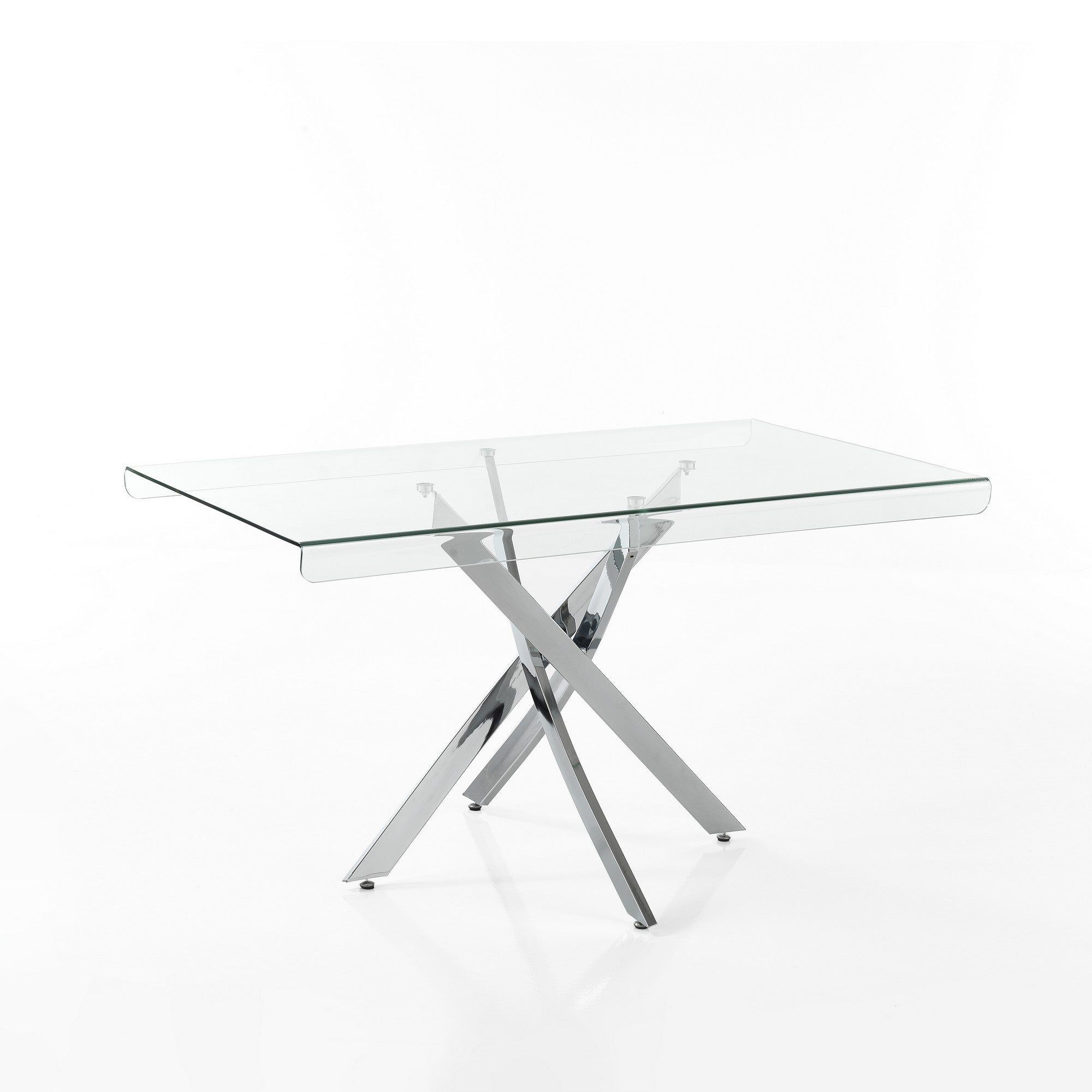 MILL 140 Stół/Biurko, szkło przezroczyste, stal chromowana, 140 cm, biuro