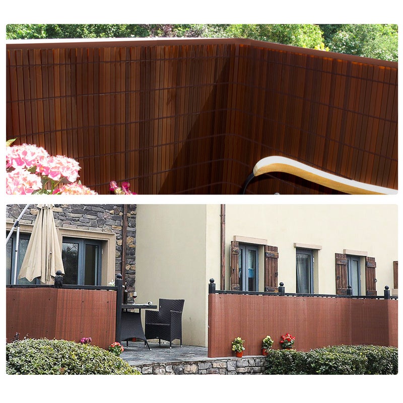 RIEONA Schermo per la privacy del balcone, colore marrone, con blocco UV, per terrazza, patio, cortile, piscina all'aperto, portico, ringhiera (dimensioni: 1,5 x 10 m