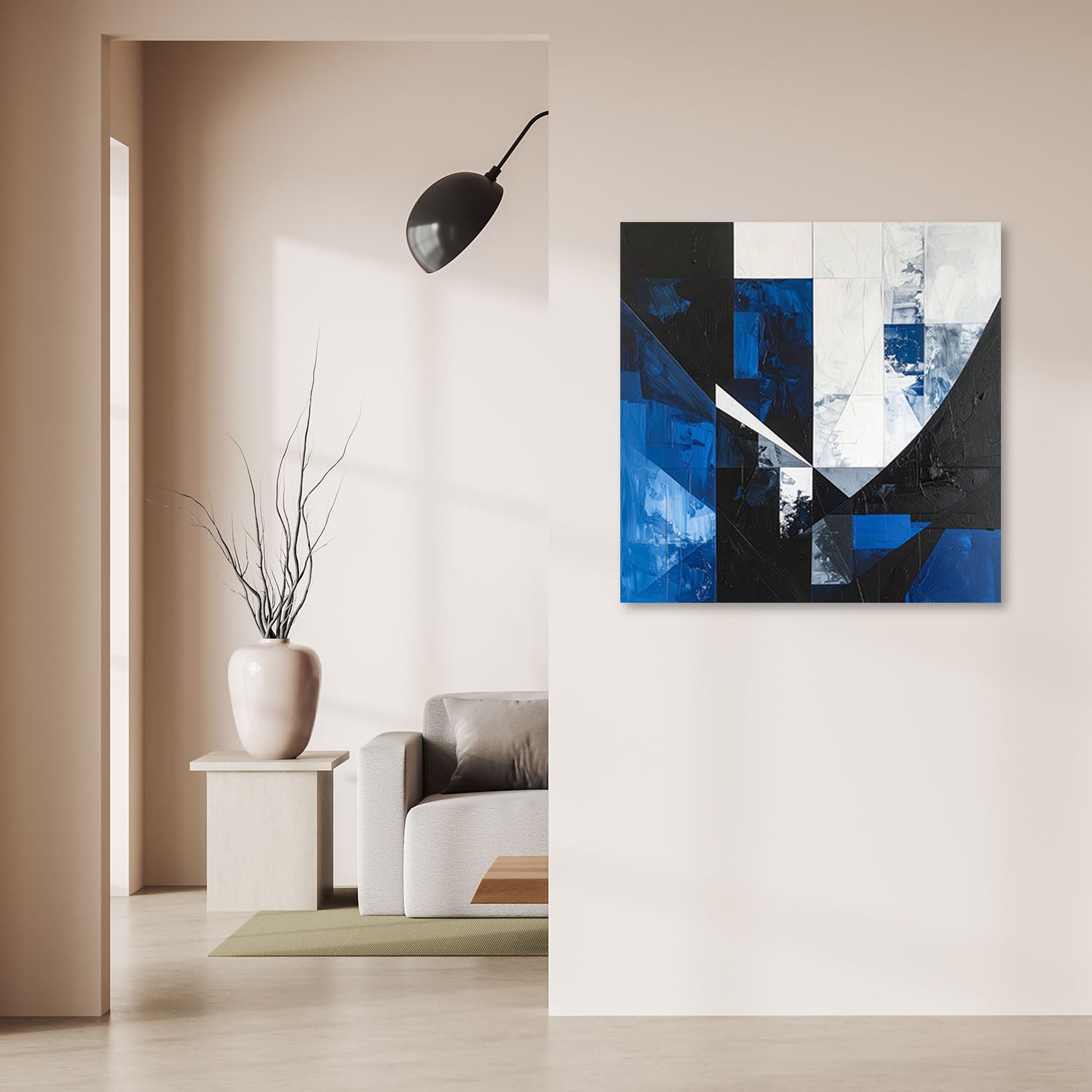 Obraz do salonu sypialni biura, Abstrakcja kształty geometryczne niebieski 60x60 - 2