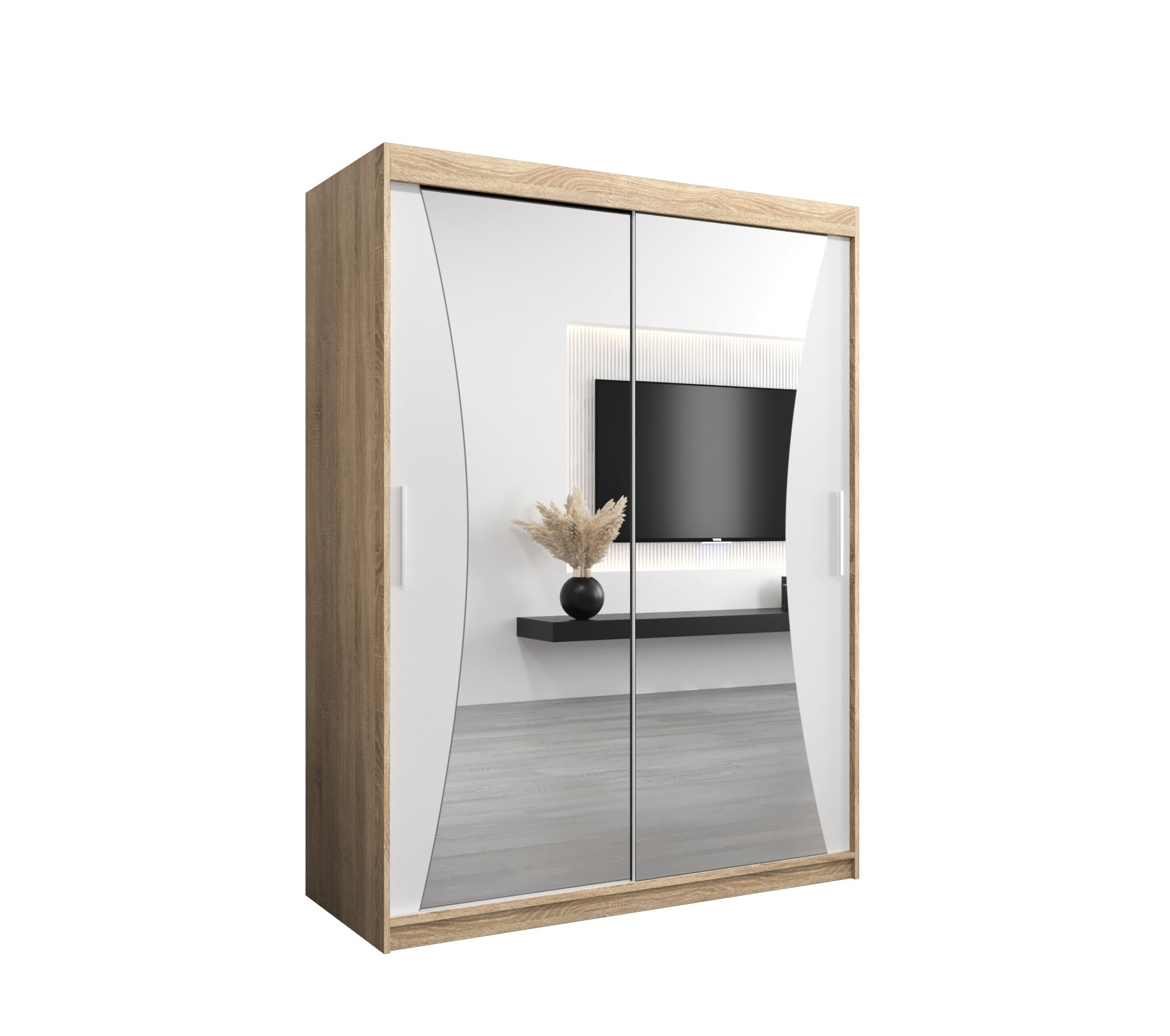 Szafa przesuwna garderoba MONACO 150 x 62 x 200 cm Sonoma + Biały - Abiks Meble
