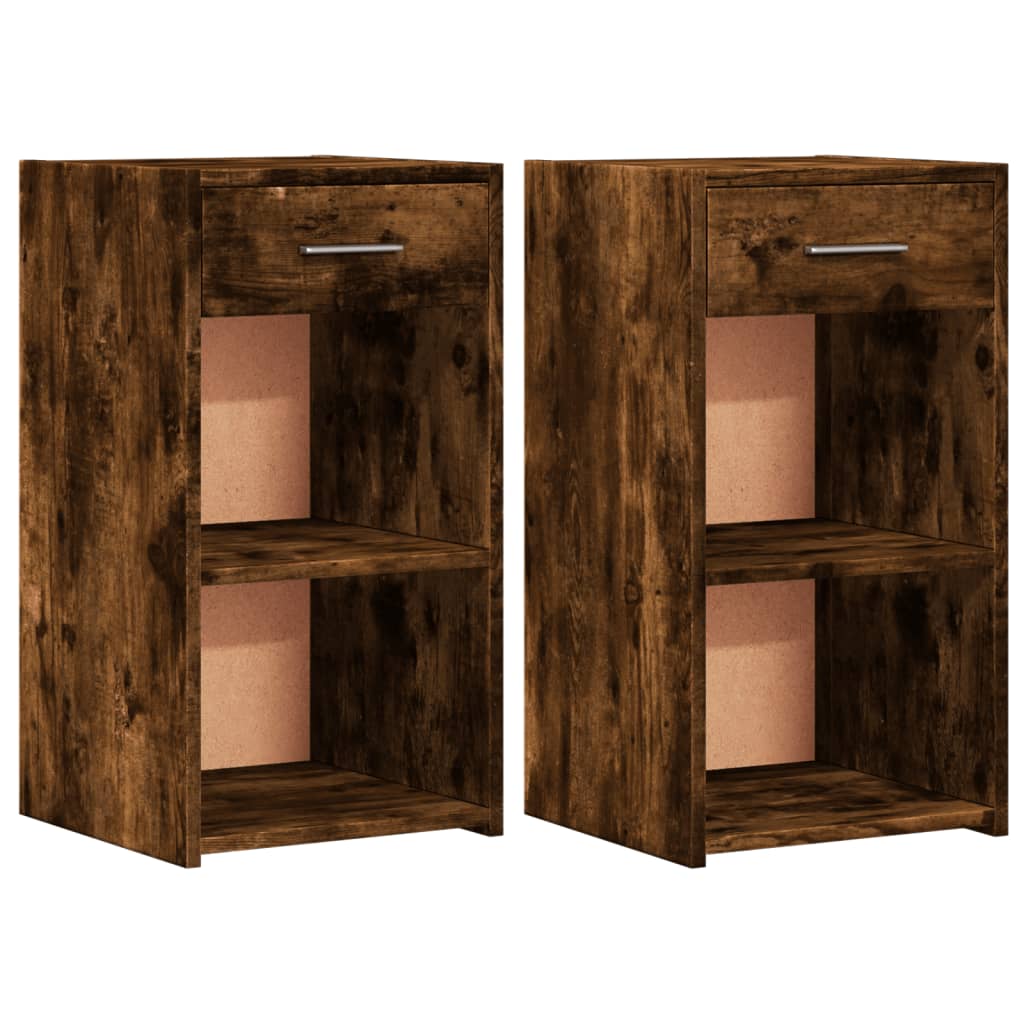 Comodini VidaXL 2 Pezzi - Rovere Nero - 34x35,5x50 Cm - Legno E Metallo