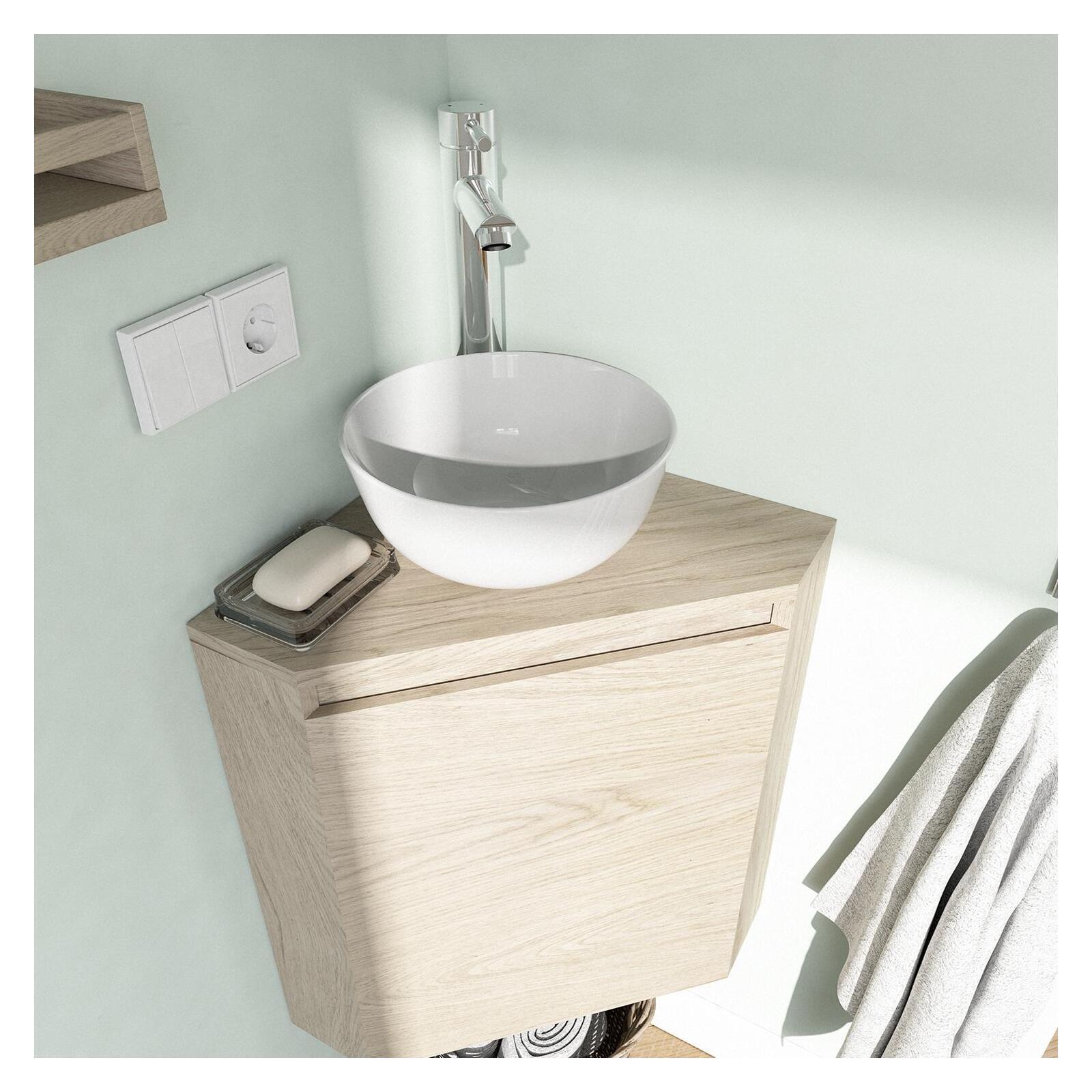 Meuble lave-mains d'angle SORRENTO + vasque + robinet - 6