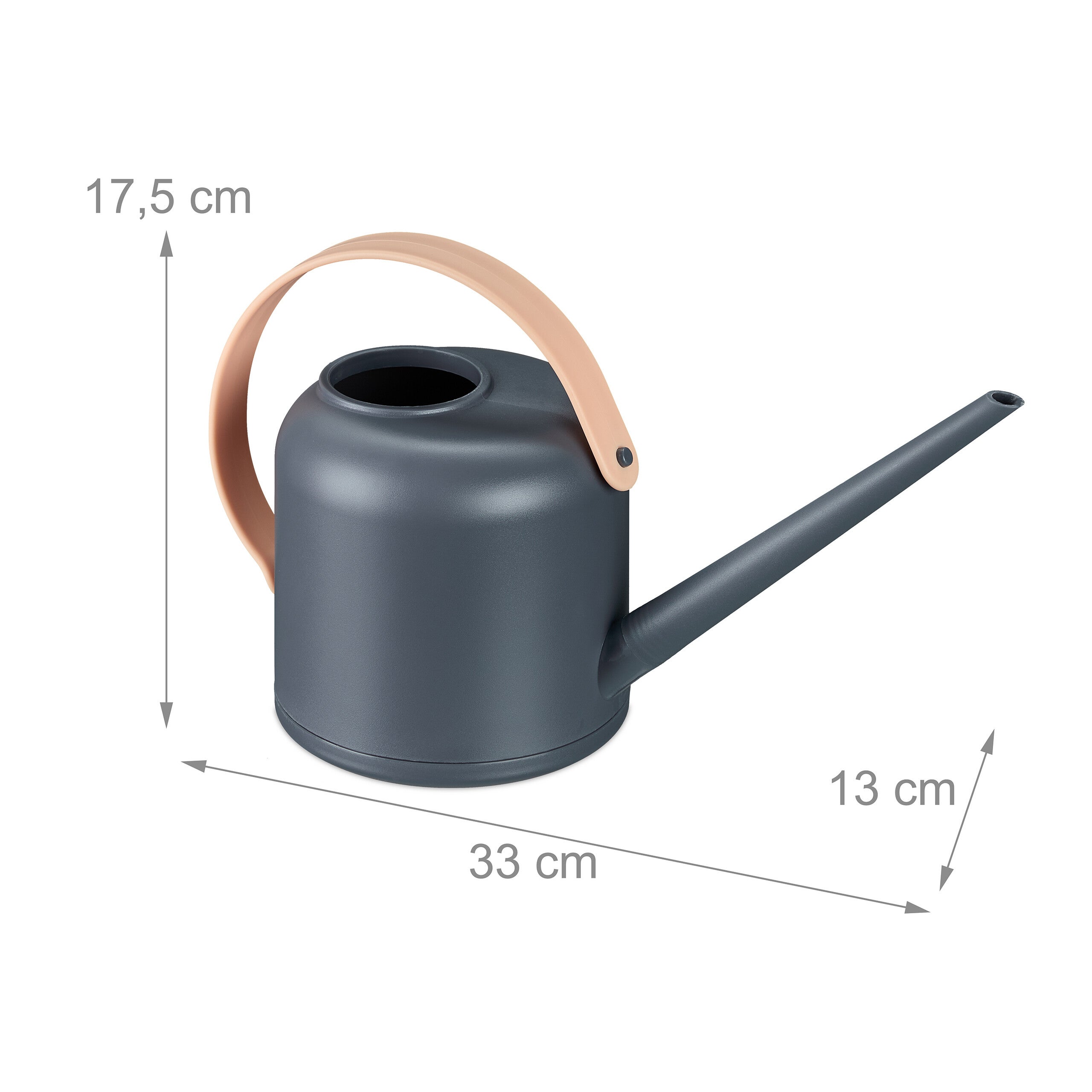 Arrosoir plantes d’intérieur, 1,7 litre, plastique, arroser fleurs, long bec, gris - nature, Relaxdays - 4