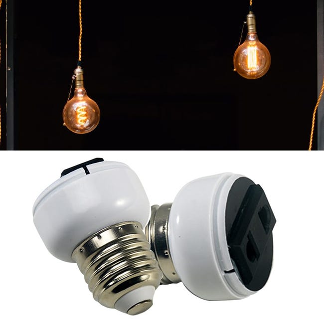 Adattatore Da Spina UE A Portalampada E27 Con Interruttore – Convertitore Per Lampadine LED, Alogene, CFL – Portatile E Sicuro