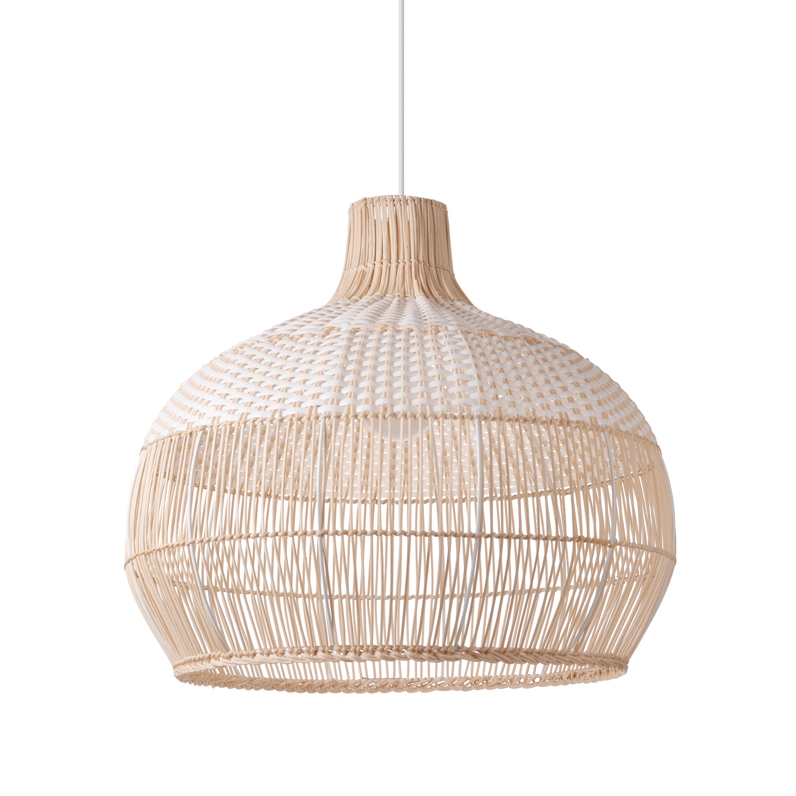 Luminaire en rotin pengant Luminaire de plafond panier blanc Lustre pour salon chambre à coucher D50 cm x H50 cm - 2