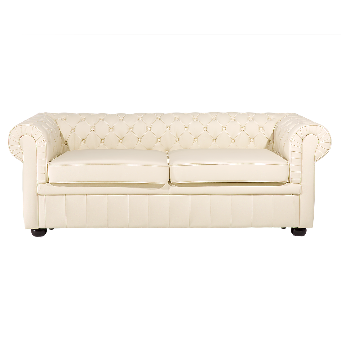 Beliani Sofá Chesterfield Piel 3 Plazas Crema , Leroy Merlin