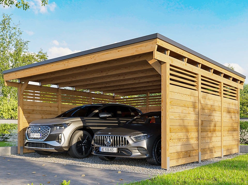Carport Bois CASTELLANE 558X555 Panneau De Fond Et Lat raux Int gr s carport-bois-castellane-558x555-panneau-de-fond-et-lat-raux-int-gr-s