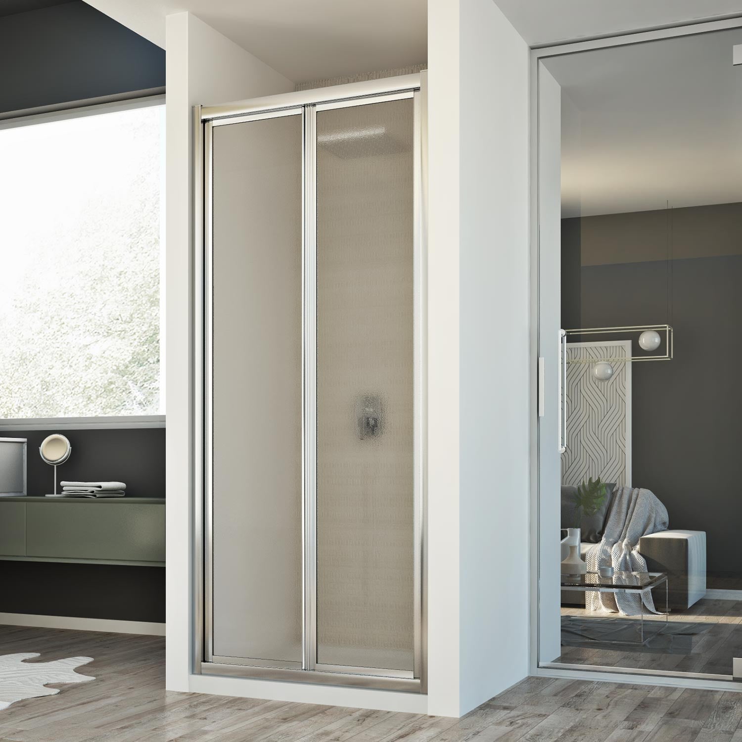 Paroi De Douche Idralite Urban - 75cm X 198cm - Porte Pliante Opaque - Neuve