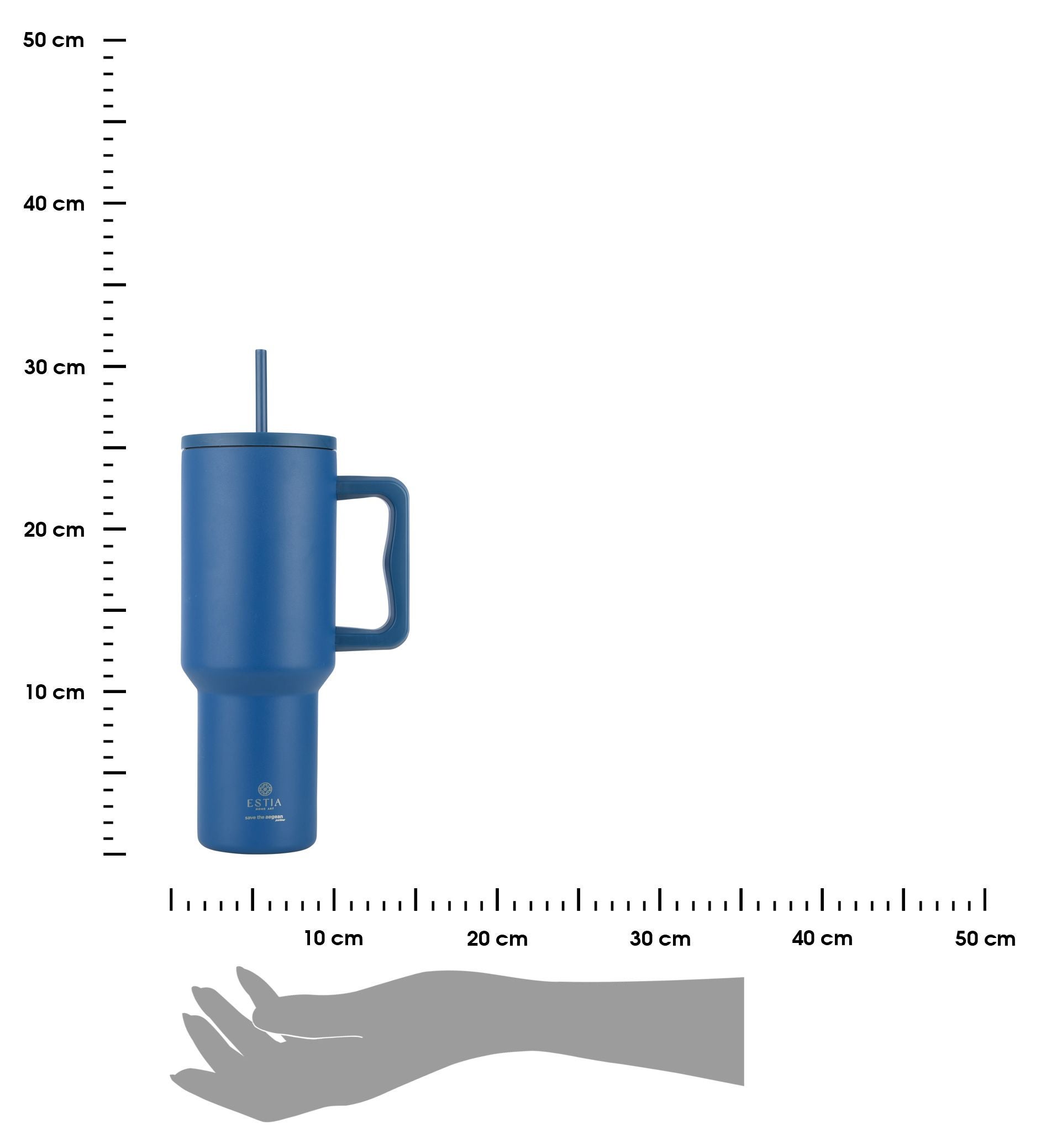 Kubek termiczny Denim Blue Estia stal nierdzewna niebieski ze słomką 1200 ml 1 szt. - 3