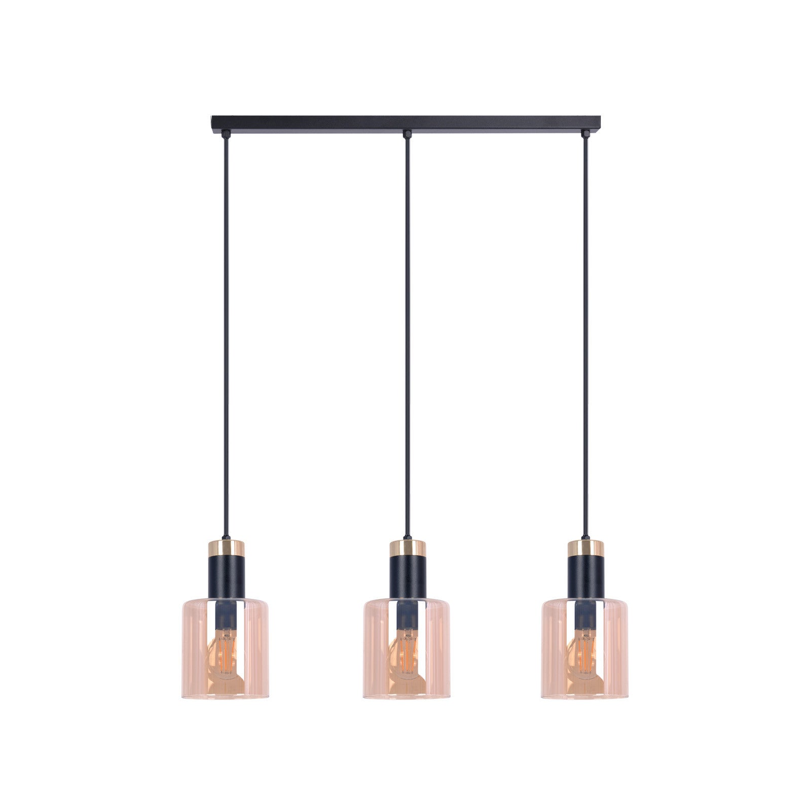 Lampa wisząca Koloso czarno-złota-bursztyn 3xE27x40W wym: 90 x 65 x 13 cm szkło Kaja