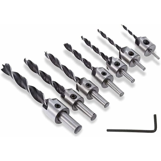 Lot De 6 Fraises à Chanfreiner 5 Flûtes 3-10mm - Outils De Menuiserie HSS Pour Bois Et Plastique