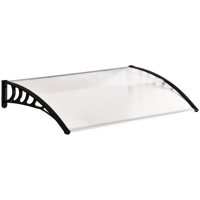 Marquise para Porta e Janela Outsunny Transparente e Preto Policarbonato, Alumínio e PP 150x90x25cm
