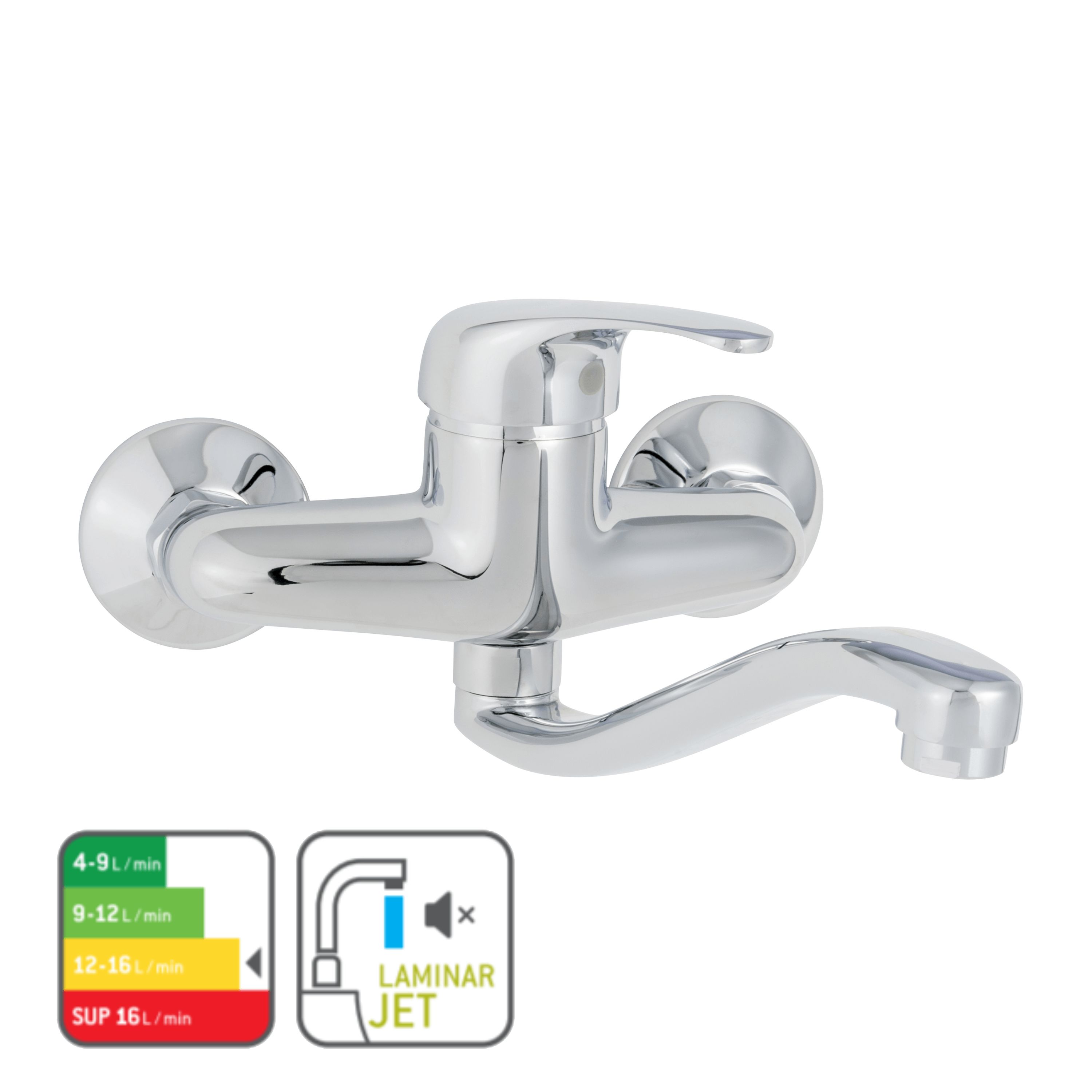 DELINIA - Bateria kuchenna ścienna NATU - Mosiądz chromowany - Szer. 27 x wys. 13,5 cm - 4