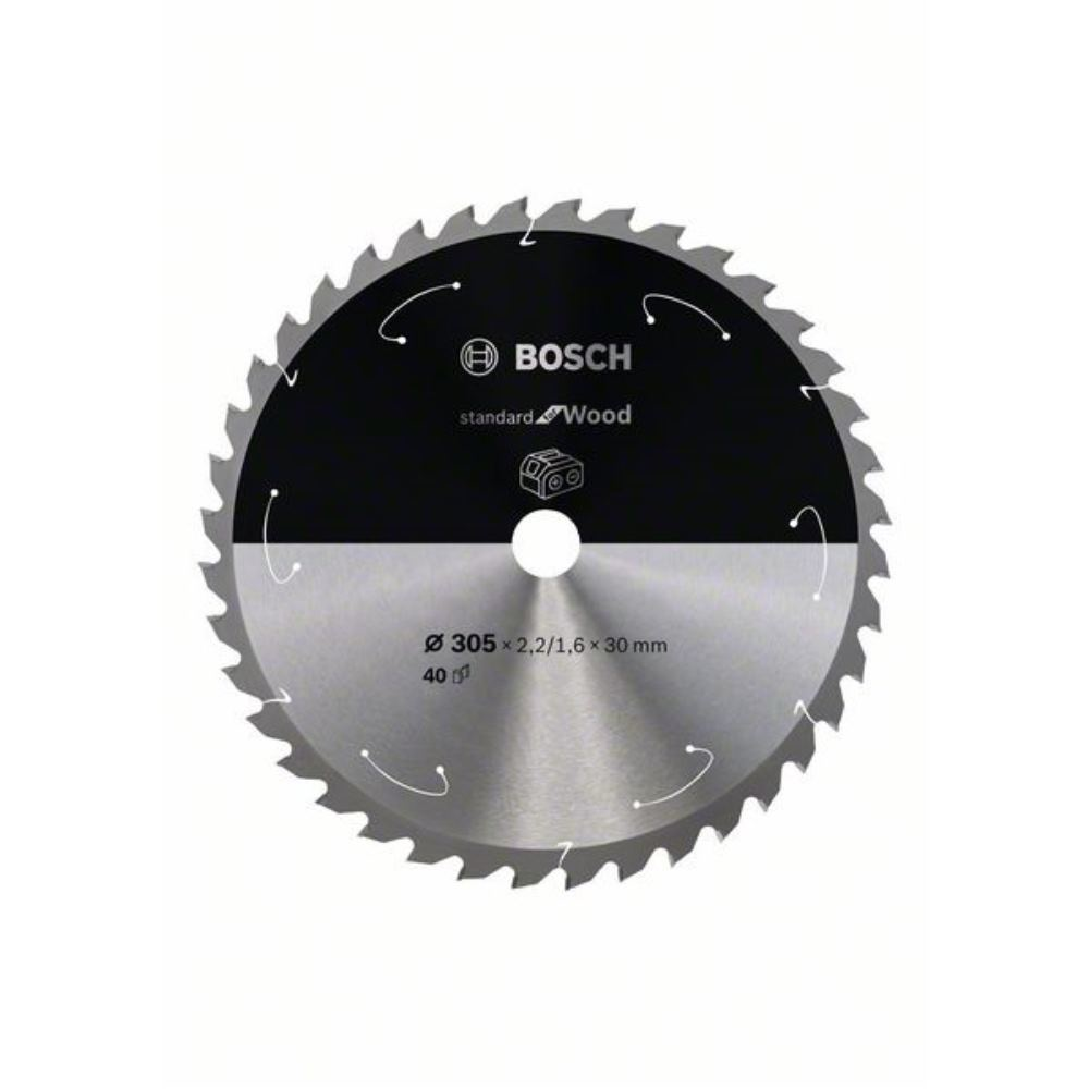 Bosch Accessories Lama Per Sega Circolare Standard For Wood (Legno, 305 x 30 x 2.2 mm, 40 Denti, Accessorio Per Sega Circolare A Batteria)