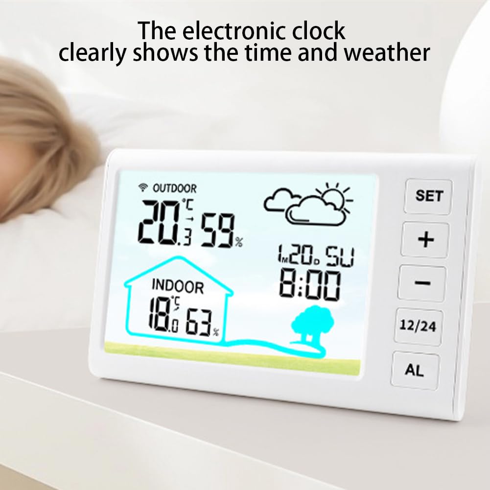 Station météo Raddy DT6 pour l'intérieur et l'extérieur, horloge radio DCF