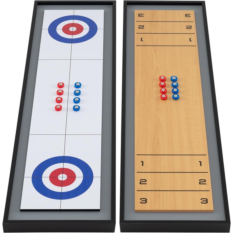 Shuffleboard i Curling, Przenośny Stół do Cymbergaja 2 w 1 z 8 Krążkami, Antypoślizgowe Rowki, Stół do Wielu Gier dla Dorosłych, Imprezy Rodzinne