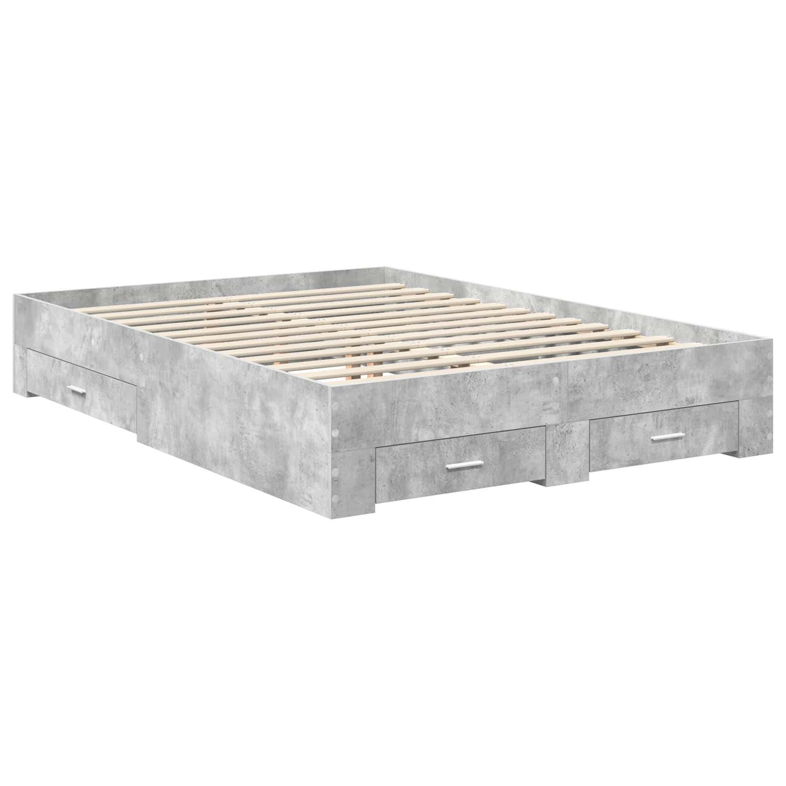Cadre de lit gris béton 135 x 190 cm panneau de bois - 6