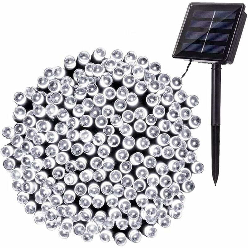 Zewnętrzna lampa solarna sznurkowa (chłodna biel), 22 m 200 wodoodpornych diod LED, 8 motywów dekoracyjnych do ogrodów, podwórek, drzew, ogrodzeń, ma
