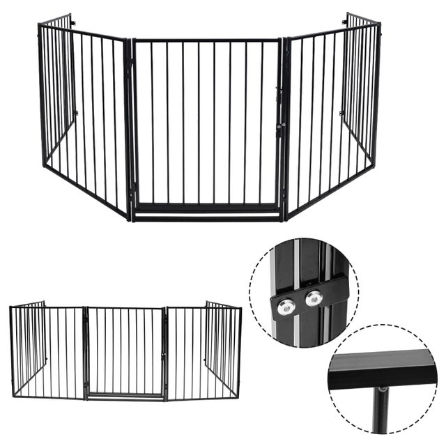 2X Barrière de Sécurité pour bébé, Animaux Enfant Grille de Protection Cheminée Pare-Feu de Cheminée, 304x76cm, Noir