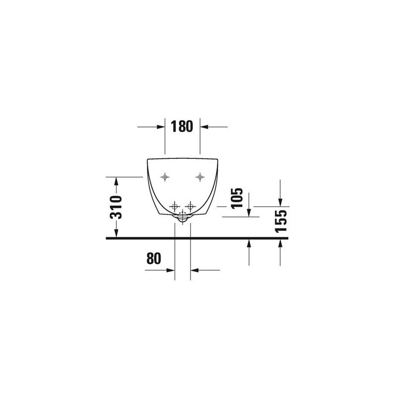 Duravit bidet mural Architec 570mm avec trop-plein, avec plage de robinetterie, 1 trou pour robinetterie, blanc, 2531150000 - 3
