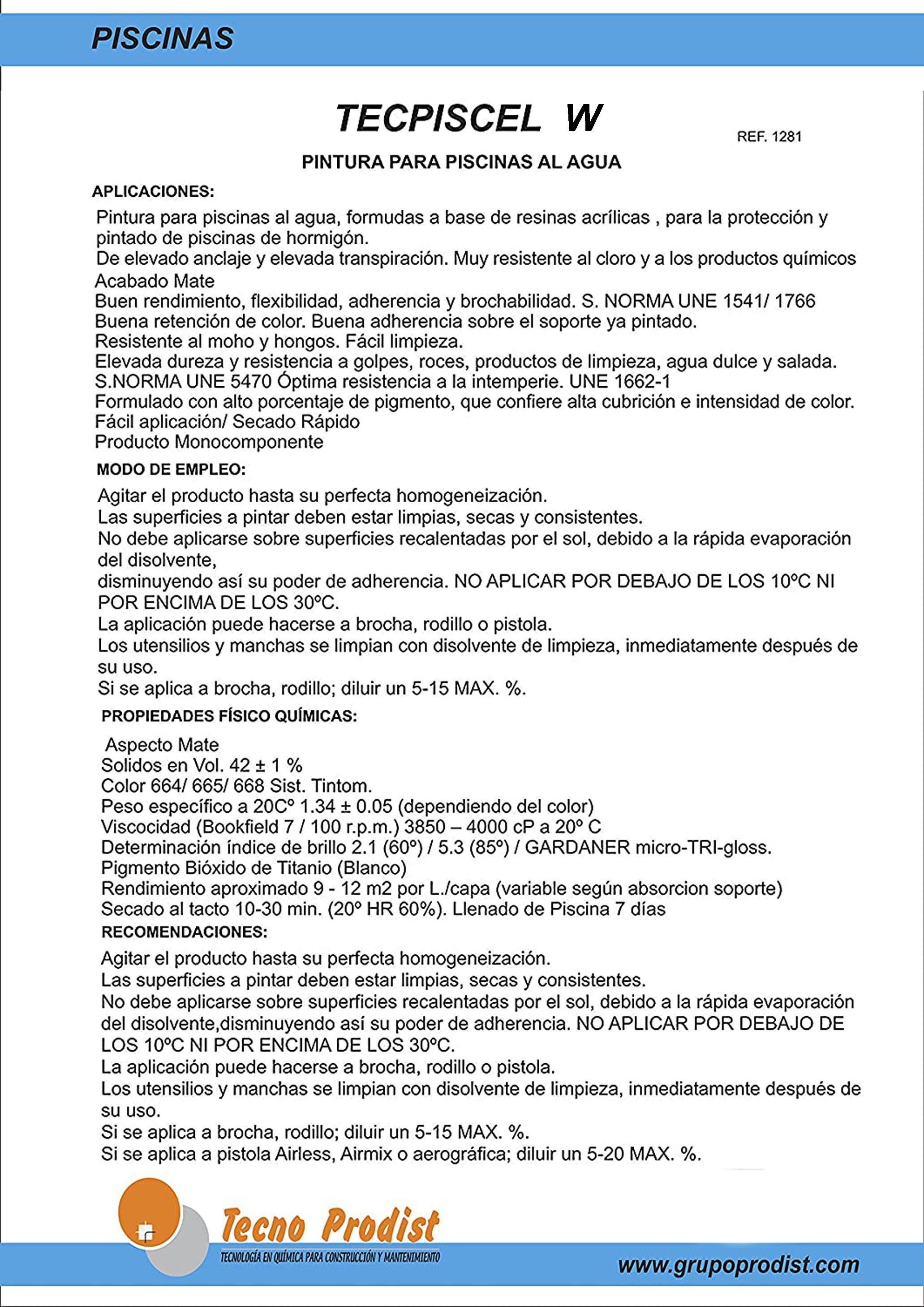 TECPISCEL W VERNICE PISCINE di Tecno Prodist - Elevata resistenza, durabilità, Grande copertura, flessibilità, aderenza - Blu - 5 Kg - 5