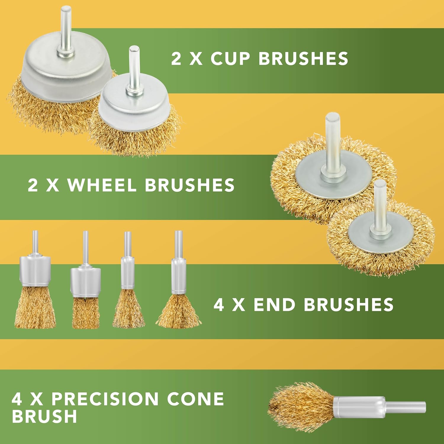 Spazzola metallica per trapano - Set di 9 spazzole per trapano per pulizia, rimozione della ruggine, lucidatura e sverniciatura - 7