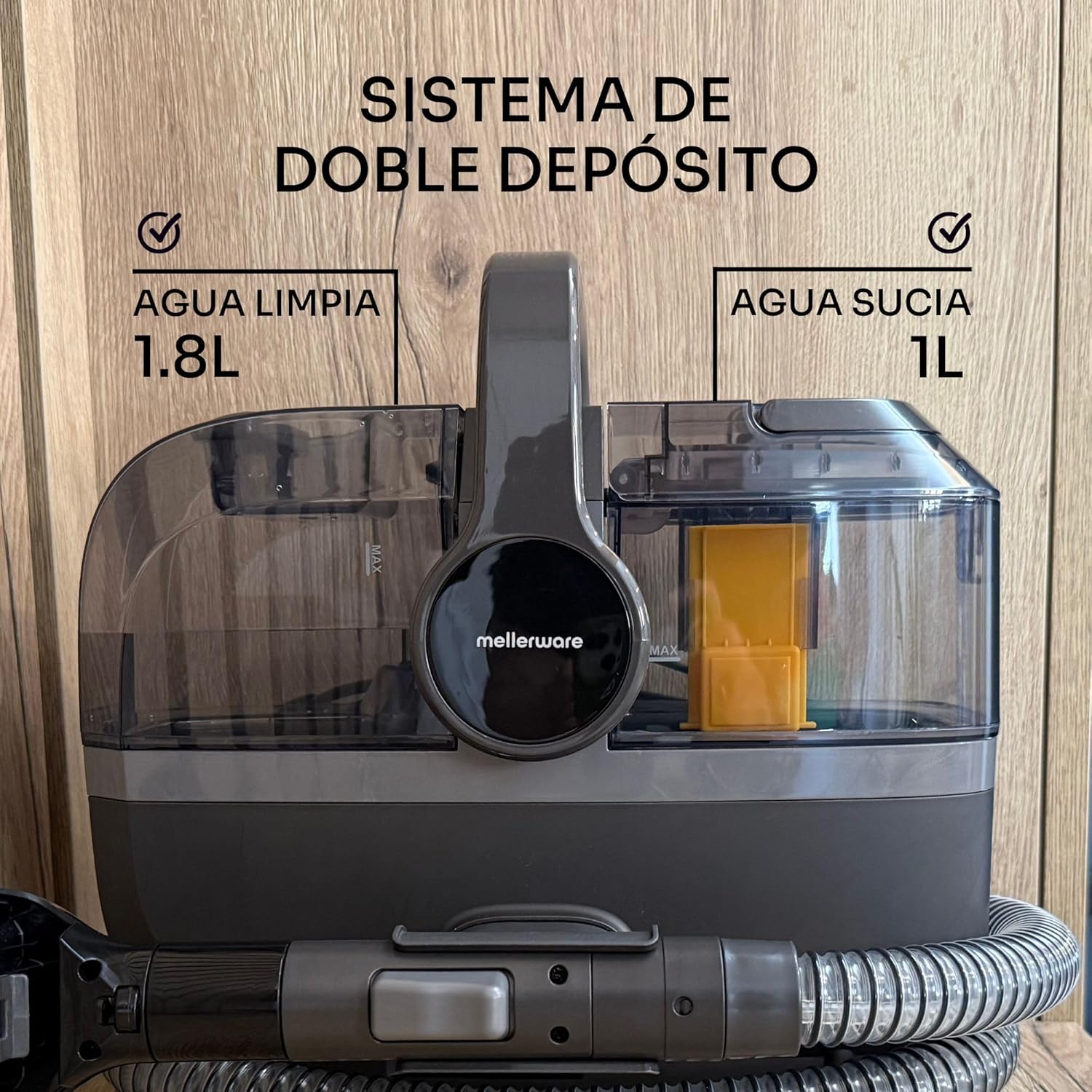Mellerware - Aspirador para Estofos Cleany Carpet 600W, Limpeza eficaz com função Húmido&Seco: Manchas e líquidos em colchões, sofás e tapetes - 7