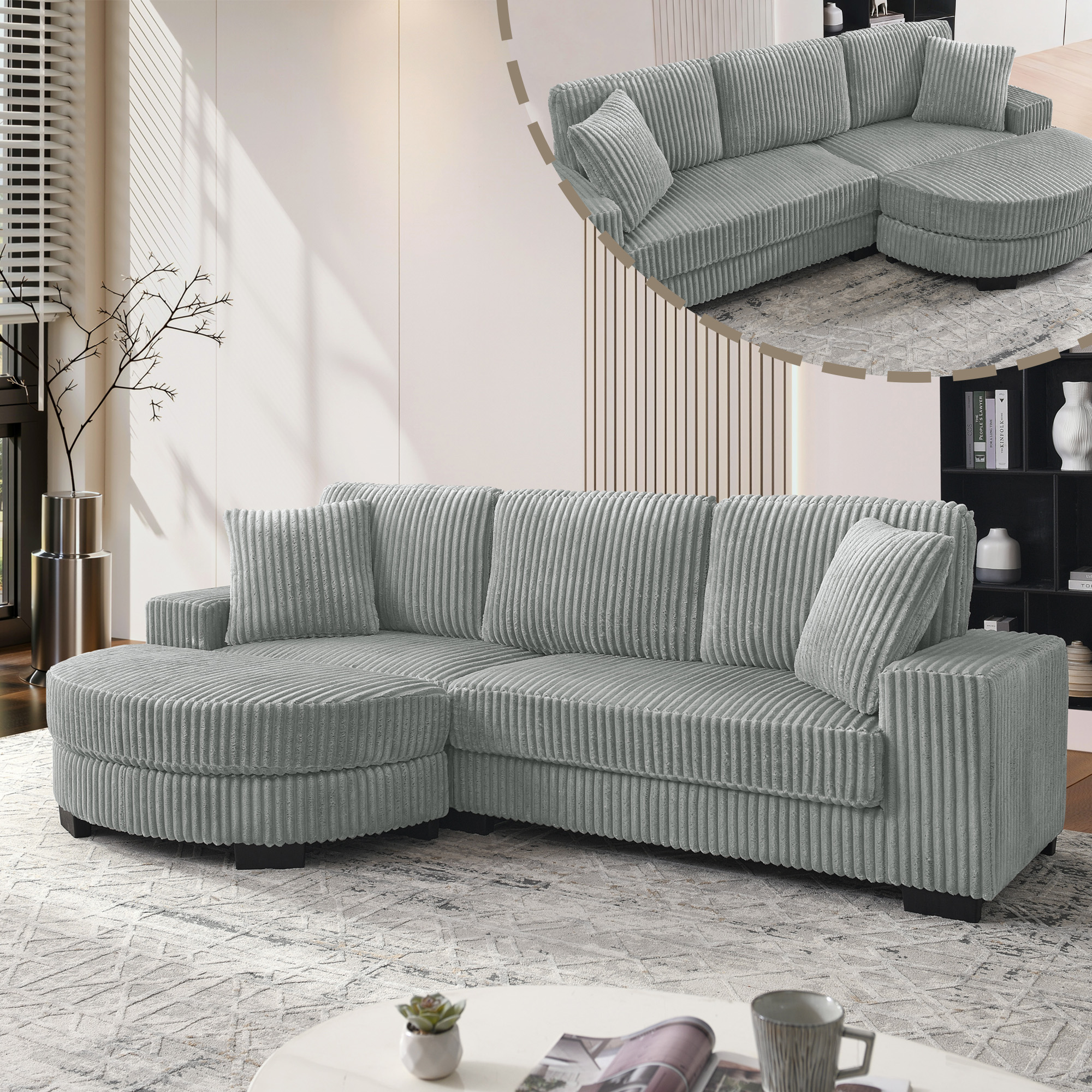 Chesterfield Chaise Longue In Velluto Grigio - Recamiere Inglese LADY WINDSOR, Legno Massiccio, Dimensioni 170x60x80 Cm, Consegna Su Appuntamento