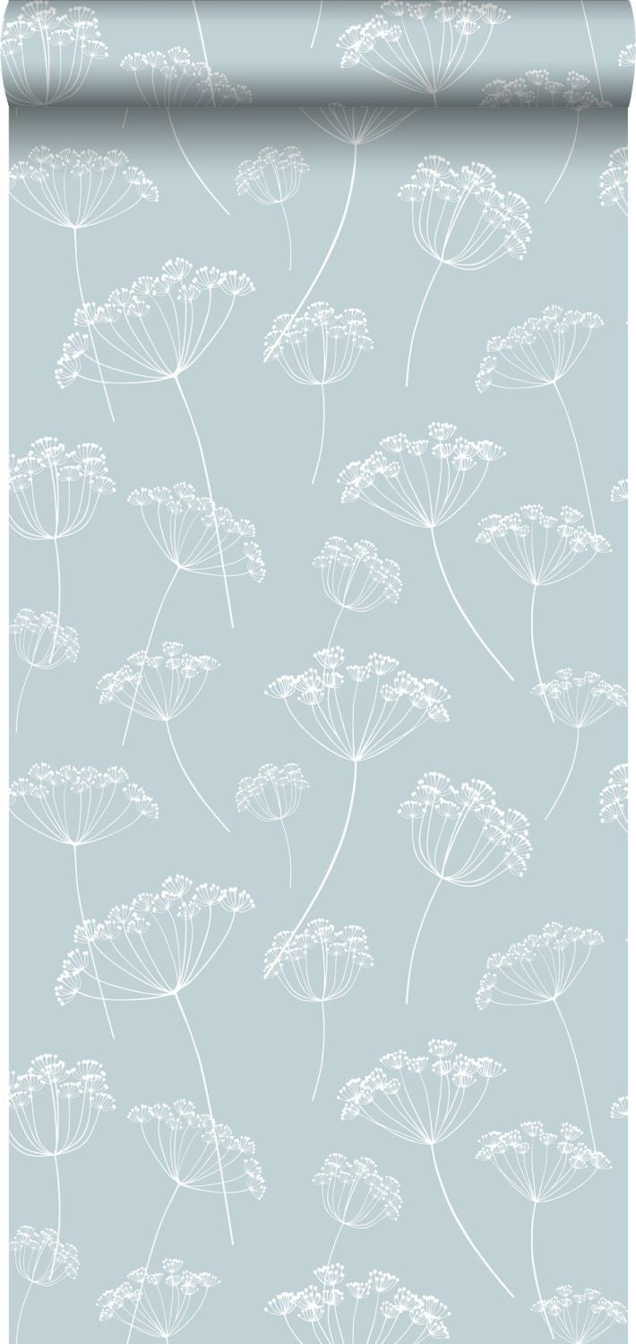 Tapeta kwiatowy wzór baby blue - 53 cm x 10.05 m - WALLS4YOU