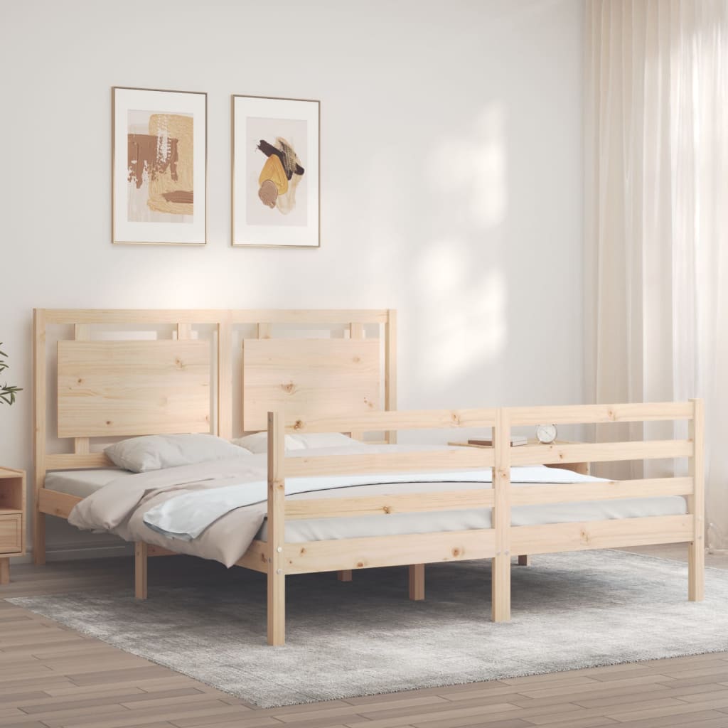 Maison Exclusive - Estrutura de cama King Size com cabeceira madeira maciça - 3