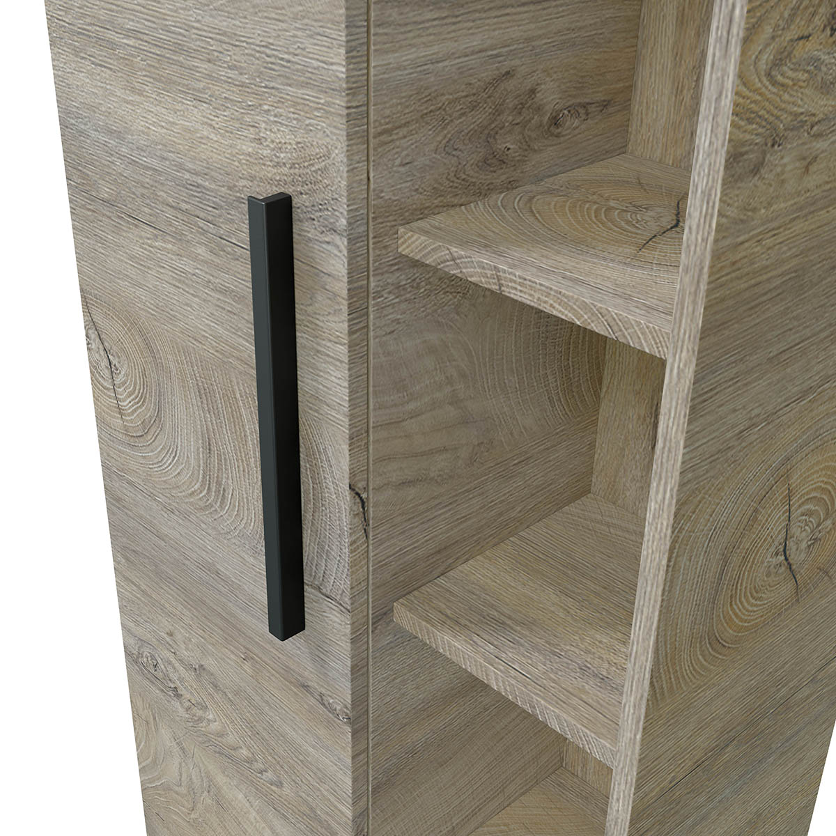 Colonne salle de bain Suspendue avec 1 porte coloris Alaska chêne à nœuds - Hauteur 135 x Longueur 51 x Profondeur 25 cm - 4