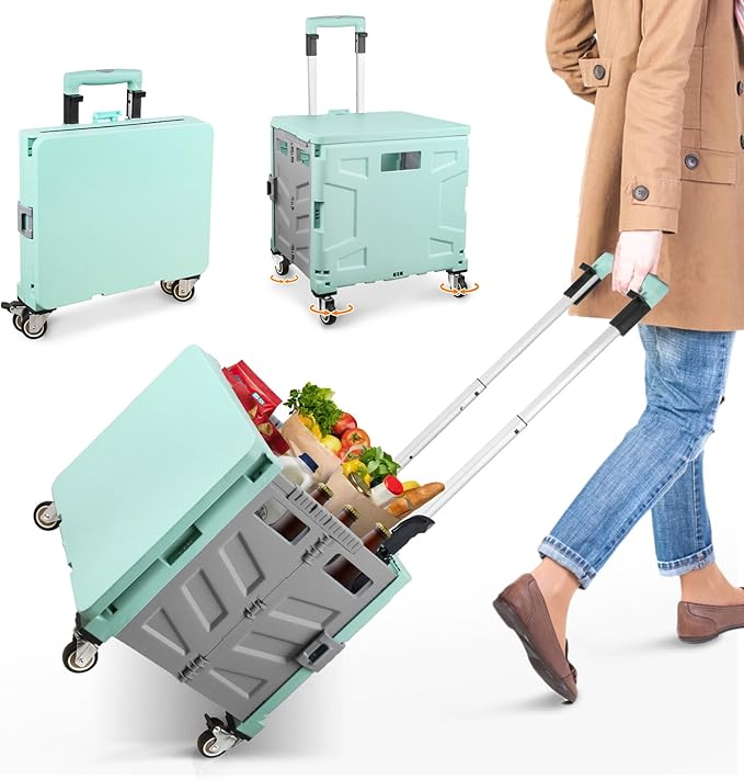 Chariot De Courses Pliable VEVOR – Poignée Télescopique, Charge Max 49,8 Kg (neuf)