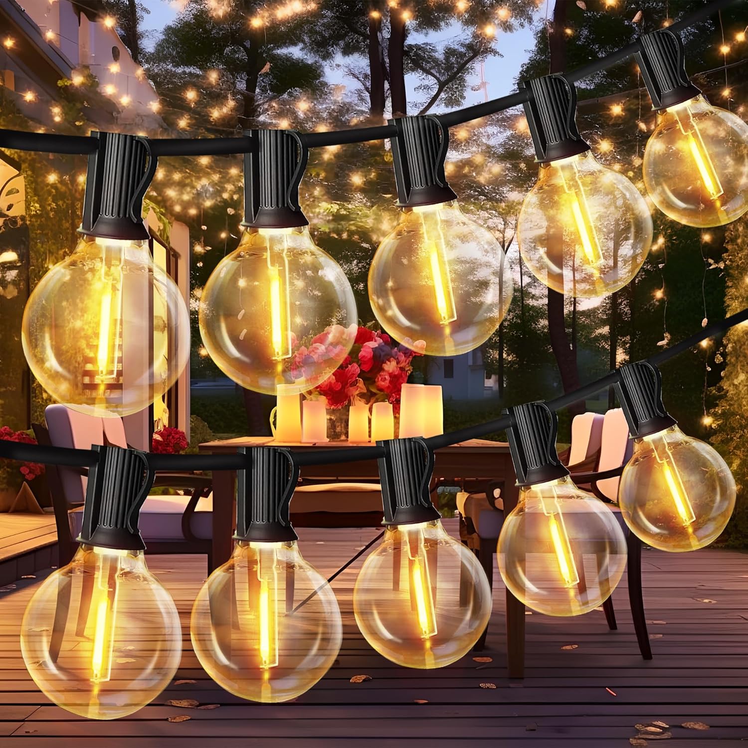 Chaîne Lumineuse Exterieure LED 15M Guirlande Exterieur G40 IP44 ...