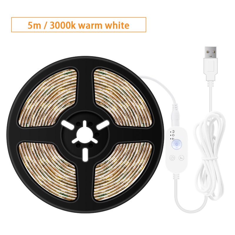 Taśmy LED USB, ściemnialne z czujnikiem ruchu PIR (5 m), 300 LED, kompatybilne z TV, komputerem, biurkiem, oświetlenie dekoracyjne m