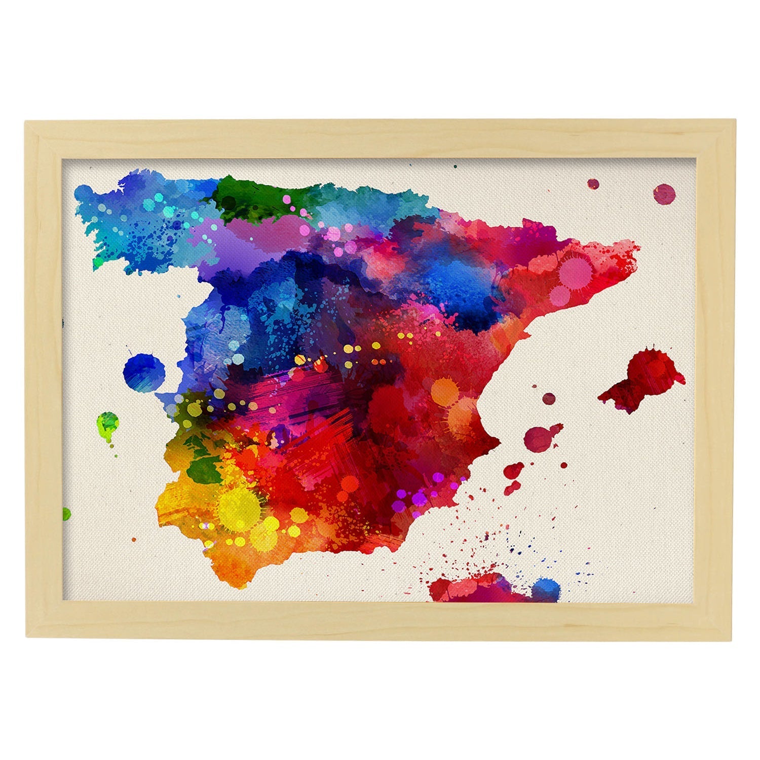 Poster de mapa espana 2. láminas e ilustraciones de ciudades, comunidades, y mapas de espana. marco negro - a3