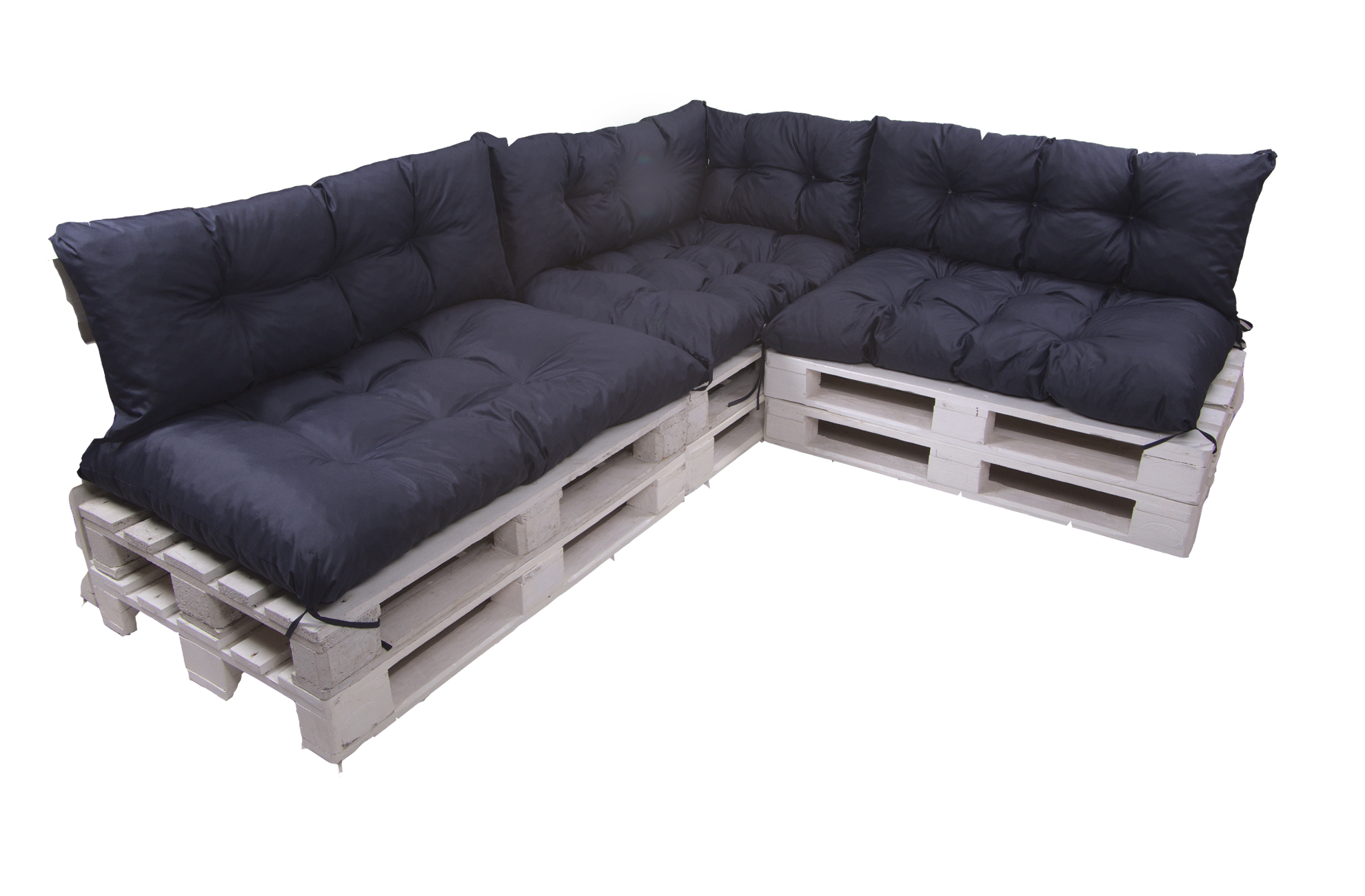 Conjunto de 7 cojines para palets, 3x asiento 120x80 y respaldo 120x40cm, cojín de jardín, conjunto de cojines para muebles de jardín azul oscuro