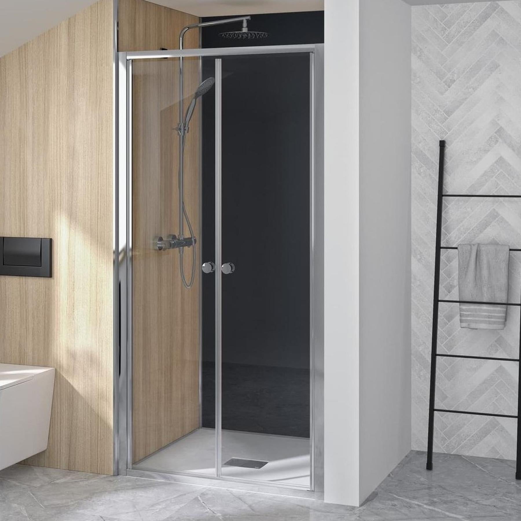 Cabine De Douche Idralite 120 Cm 2 Portes Pivotantes Verre Transparent – H185 Cm