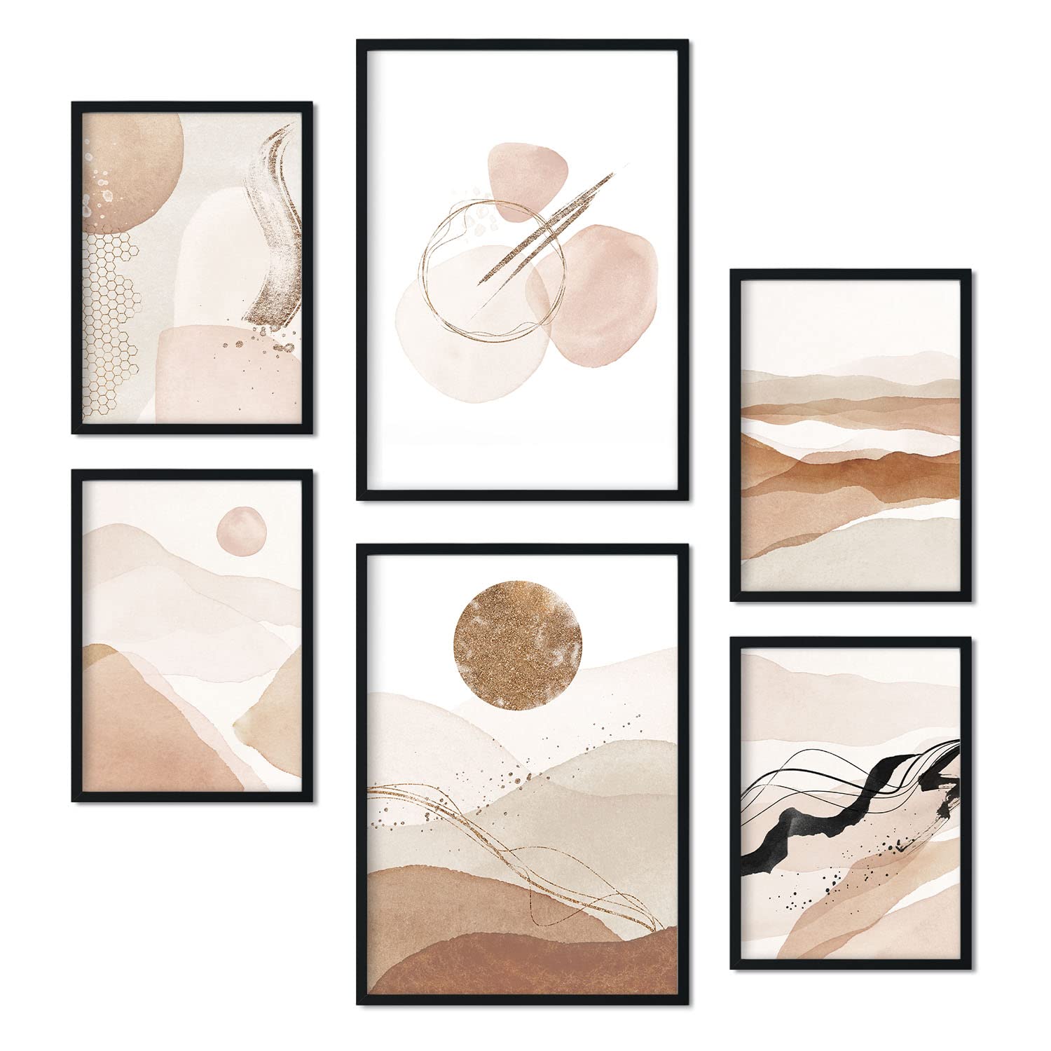 Set de 6 posters de arte abstracto colección de láminas con estética collage para la tamaños a3 y a4