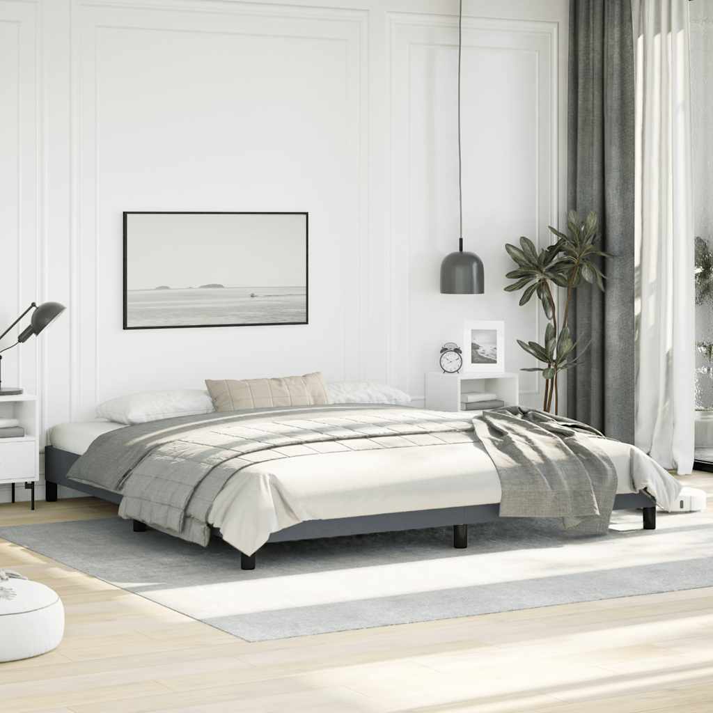 Cadre de lit gris foncé 193 x 203 cm en velours - 5