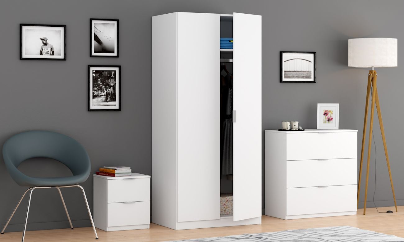 Armoire penderie ELOAH L82 x H180cm - Blanc - 2